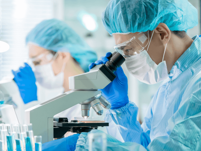 Pathologists working in laboratory